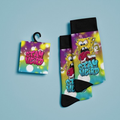 Чорапи Madcolors - Sponge Stay Weird Blue